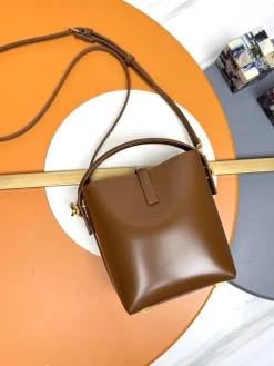 Alternative view of SAINT LAURENT Bucket Bags Calf Leather (Brown-Gold) 15X13X6CM E00202608082384
