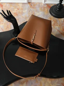 Alternative view of SAINT LAURENT Bucket Bags Calf Leather (Brown-Gold) 26X20X12CM E50202608080834