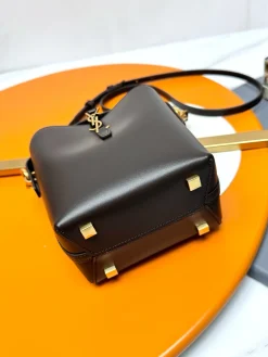 Alternative view of SAINT LAURENT Bucket Bags Calfskin Leather (Brown-Gold) 15X13X6CM E00202608082381