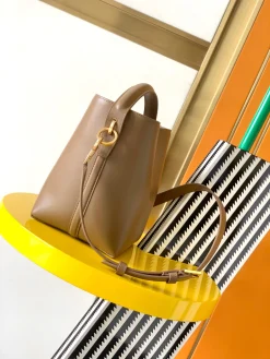 Alternative view of SAINT LAURENT Bucket Bags Calfskin Leather (Brown-Gold) 17X20X13CM F60202608080495