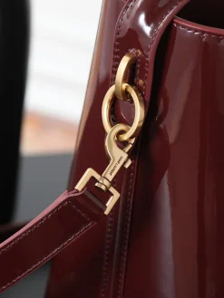 Alternative view of SAINT LAURENT Bucket Bags Calfskin Leather (Burgundy-Gold) 26X20X12CM E50202608080845