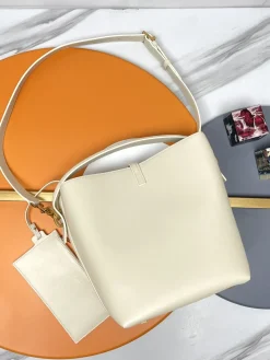 Alternative view of SAINT LAURENT Bucket Bags Calfskin Leather (Cream-Gold) 26X20X12CM F00202608082394
