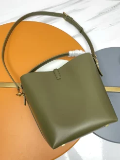 Alternative view of SAINT LAURENT Bucket Bags Calfskin Leather (Green-Gold) 26X20X12 E50202608082396