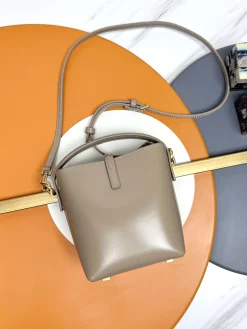Alternative view of SAINT LAURENT Bucket Bags Calfskin Leather (Taupe-Gold) 15X13X6CM E00202608082379