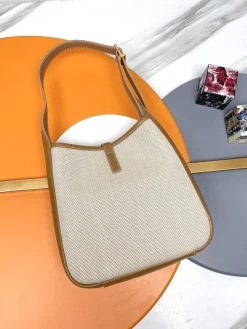 Alternative view of SAINT LAURENT Bucket Bags Canvas Leather (Beige-Brown) 23X22X8CM E30202608082347