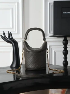 Alternative view of SAINT LAURENT Bucket Bags (Gray-Gold) 19X17X15CM D80202608080827