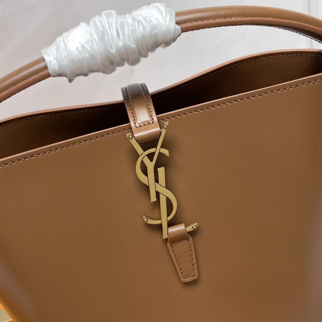 SAINT LAURENT Bucket Bags Italian Calfskin (Brown-Gold) 17X20X13CM E00202608082391 - Image 5