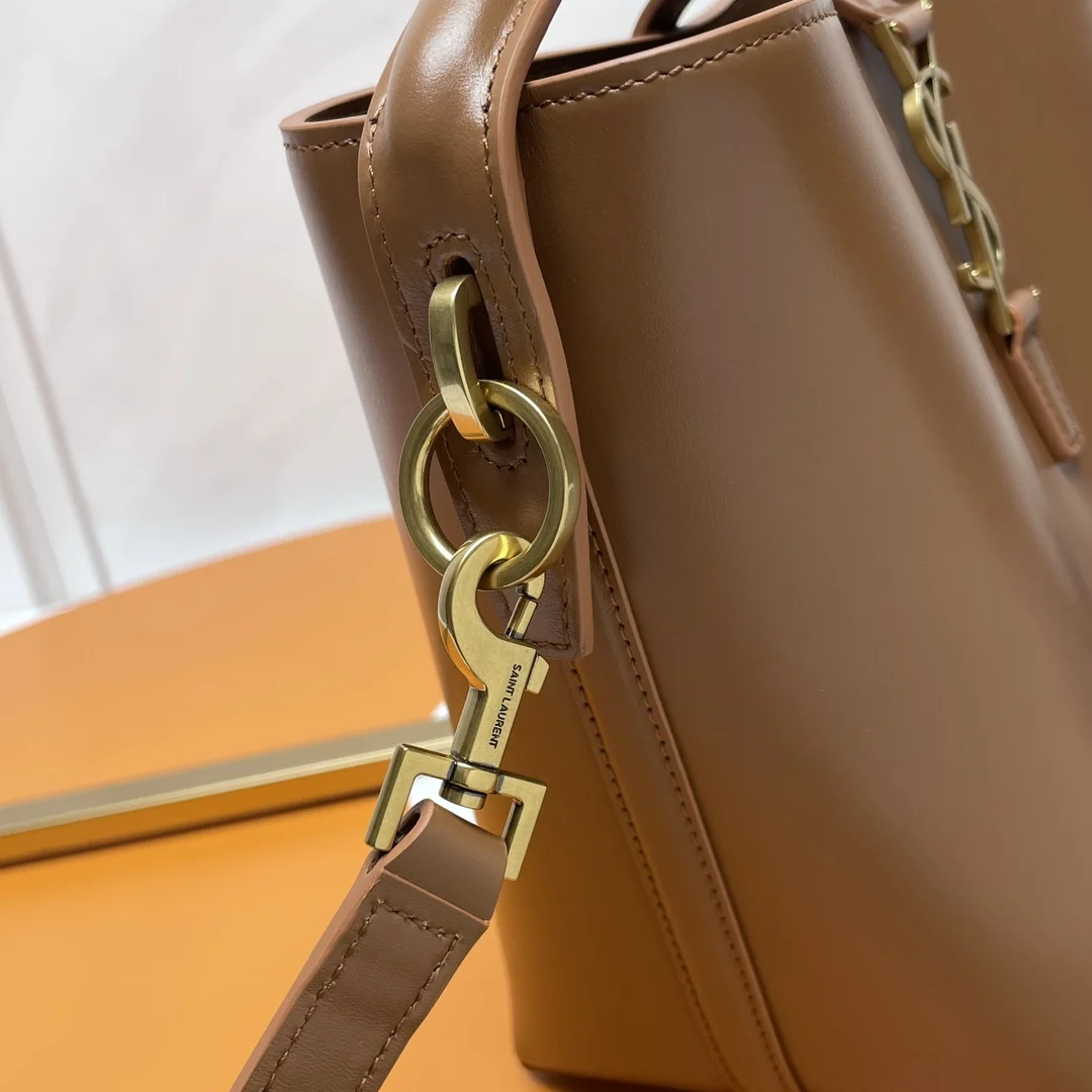 SAINT LAURENT Bucket Bags Italian Calfskin (Brown-Gold) 17X20X13CM E00202608082391 - Image 6