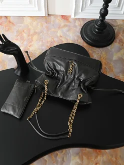 Alternative view of SAINT LAURENT Bucket Bags Lamb Leather (Black-Gold) 27X29X11CM E70202608080897