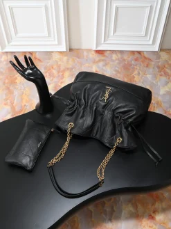 Alternative view of SAINT LAURENT Bucket Bags Lamb Leather (Black-Gold) 35X35X10CM F10202608080900