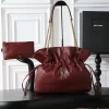 SAINT LAURENT Bucket Bags Lamb Leather (Red-Gold) 35X35X10CM F10202608080898