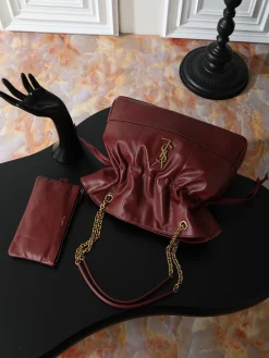 Alternative view of SAINT LAURENT Bucket Bags Lamb Leather (Red-Gold) 35X35X10CM F10202608080898