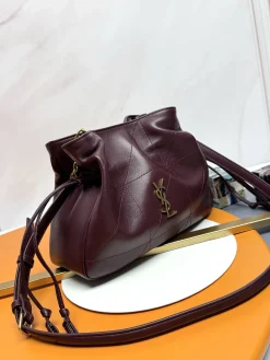 Alternative view of SAINT LAURENT Bucket Bags Lambskin Leather (Burgundy-Gold) 26X18X11CM E30202608082190