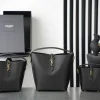 SAINT LAURENT Bucket Bags Leather (Black-Gold) 15X13X6CM D30202608080830