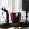 SAINT LAURENT Bucket Bags Patent Leather (Burgundy-Gold) 15X13X6CM D50202608080846