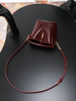 Alternative view of SAINT LAURENT Bucket Bags Patent Leather (Burgundy-Gold) 15X13X6CM D50202608080846