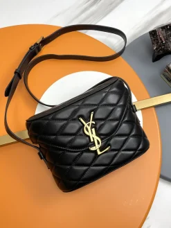 SAINT LAURENT Bucket Bags Quilted Lambskin (Black-Gold) 19X15X8CM E80202608082022