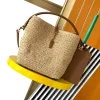 SAINT LAURENT Bucket Bags Raffia Leather (Beige-Brown) 20X25X16CM G60202608080312