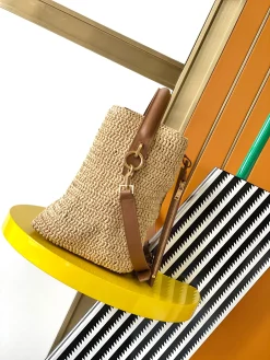 Alternative view of SAINT LAURENT Bucket Bags Raffia Leather (Beige-Brown) 20X25X16CM G60202608080312