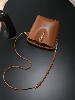 Alternative view of SAINT LAURENT Bucket Bags Smooth Calf Leather (Brown-Gold) 15X13X6CM D50202608080835