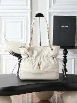 SAINT LAURENT Bucket Bags Soft Lambskin (White-Gold) 35X35X10CM F10202608080892