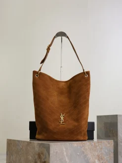 SAINT LAURENT Bucket Bags Suede (Brown-Gold) 33X16X40CM G30202608081492