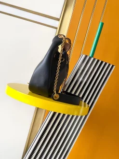 Alternative view of SAINT LAURENT Bucket Bags Suede Leather (Black-Gold) 28X22X9 E90202608080434