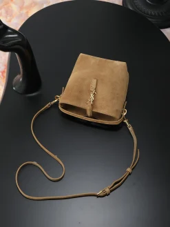 Alternative view of SAINT LAURENT Bucket Bags Suede Leather (Brown-Gold) 15X13X6CM D50202608080837