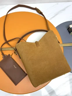 Alternative view of SAINT LAURENT Bucket Bags Suede Leather (Brown-Gold) 26X20X12CM E50202608082378