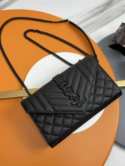 SAINT LAURENT Clutches Bags Caviar Leather (Black) 21X13X6CM D70202608082313