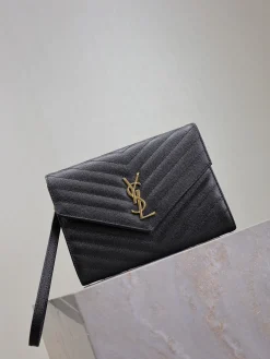 Alternative view of SAINT LAURENT Clutches Bags Caviar Leather (Black-Gold) 21X6X3CM D30202608081269