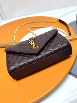 Alternative view of SAINT LAURENT Clutches Bags Caviar Leather (Burgundy-Gold) 21X13X6CM D70202608082309