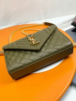 Alternative view of SAINT LAURENT Clutches Bags Caviar Leather (Green-Gold) 21X13X6CM D70202608082004