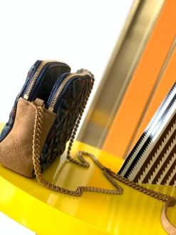 Alternative view of SAINT LAURENT Clutches Bags Denim Suede (Blue-Gold) 19X11X5CM D20202608080387