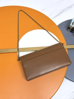 Alternative view of SAINT LAURENT Clutches Bags Leather (Brown-Gold) 22X12X2CM E30202608082423