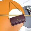 SAINT LAURENT Clutches Bags Leather (Burgundy-Gold) 22X12X2CM E30202608082425