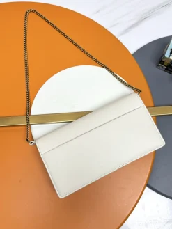 Alternative view of SAINT LAURENT Clutches Bags Leather (White-Gold) 22X12X2CM E30202608082424