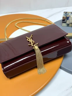 Alternative view of SAINT LAURENT Clutches Bags Patent Leather (Burgundy-Gold) 24X14X5 CM D50202608082247