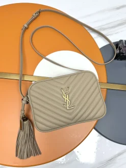 SAINT LAURENT Crossbody Bags Calfskin Leather (Beige-Gold) 23X16X6CM D00202608082001