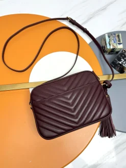 Alternative view of SAINT LAURENT Crossbody Bags Calfskin Leather (Burgundy-Gold) 23X16X6CM D00202608082135