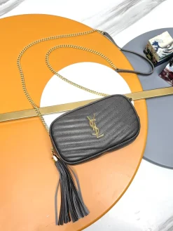 SAINT LAURENT Crossbody Bags Caviar Leather (Gray-Gold) 18X10X5CM D10202608082329