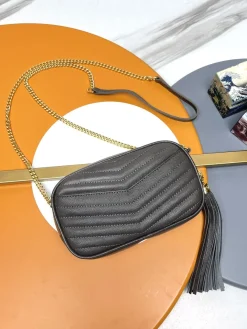Alternative view of SAINT LAURENT Crossbody Bags Caviar Leather (Gray-Gold) 18X10X5CM D10202608082329