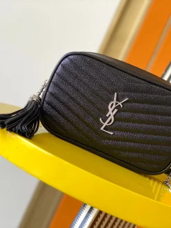 SAINT LAURENT Crossbody Bags Jacquard Calfskin (Black-Silver) 19X11X5CM D50202608080320