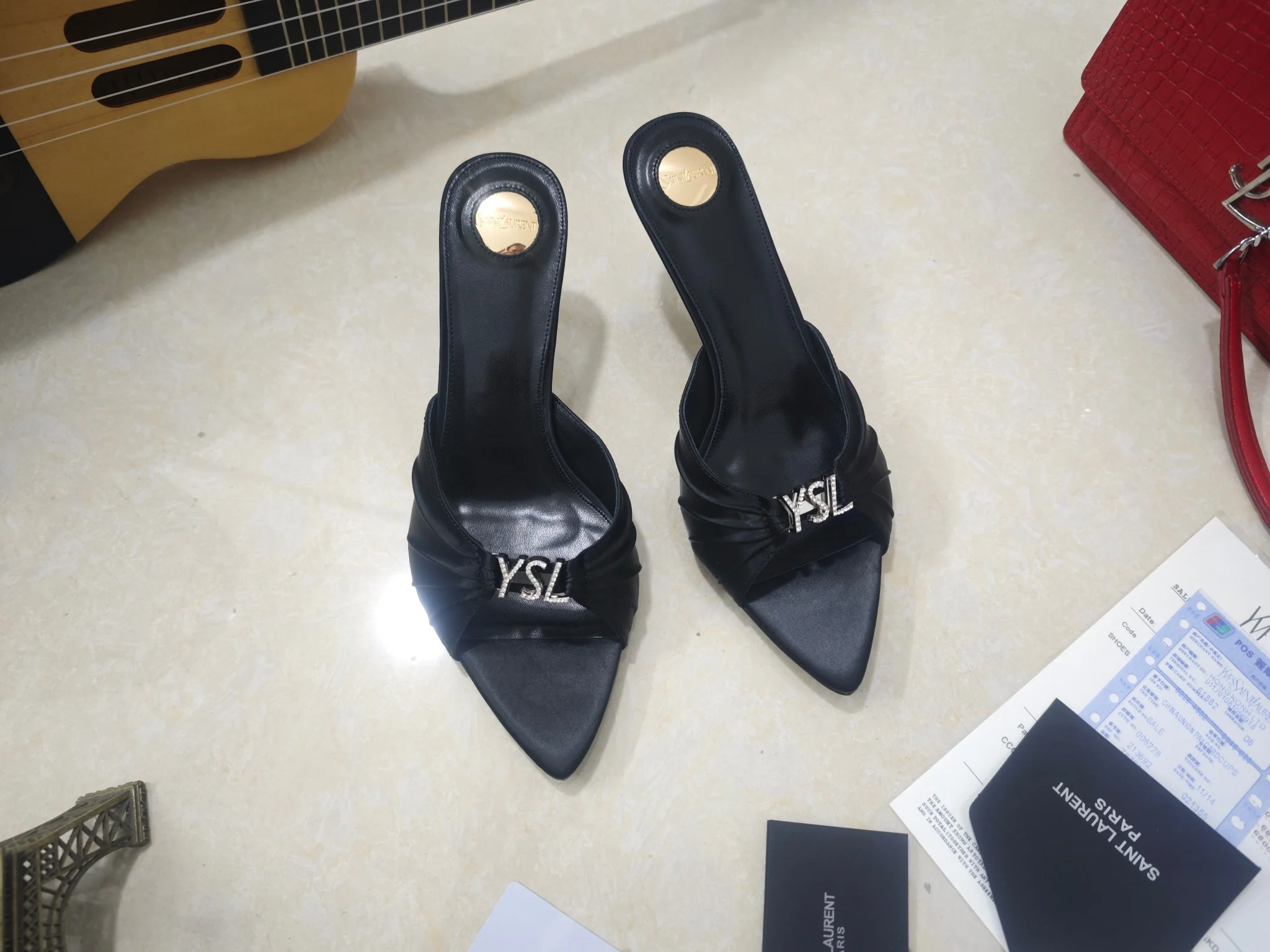 SAINT LAURENT Heels Silk & Lamb Leather EU35-41 B40202608030063 - Image 4