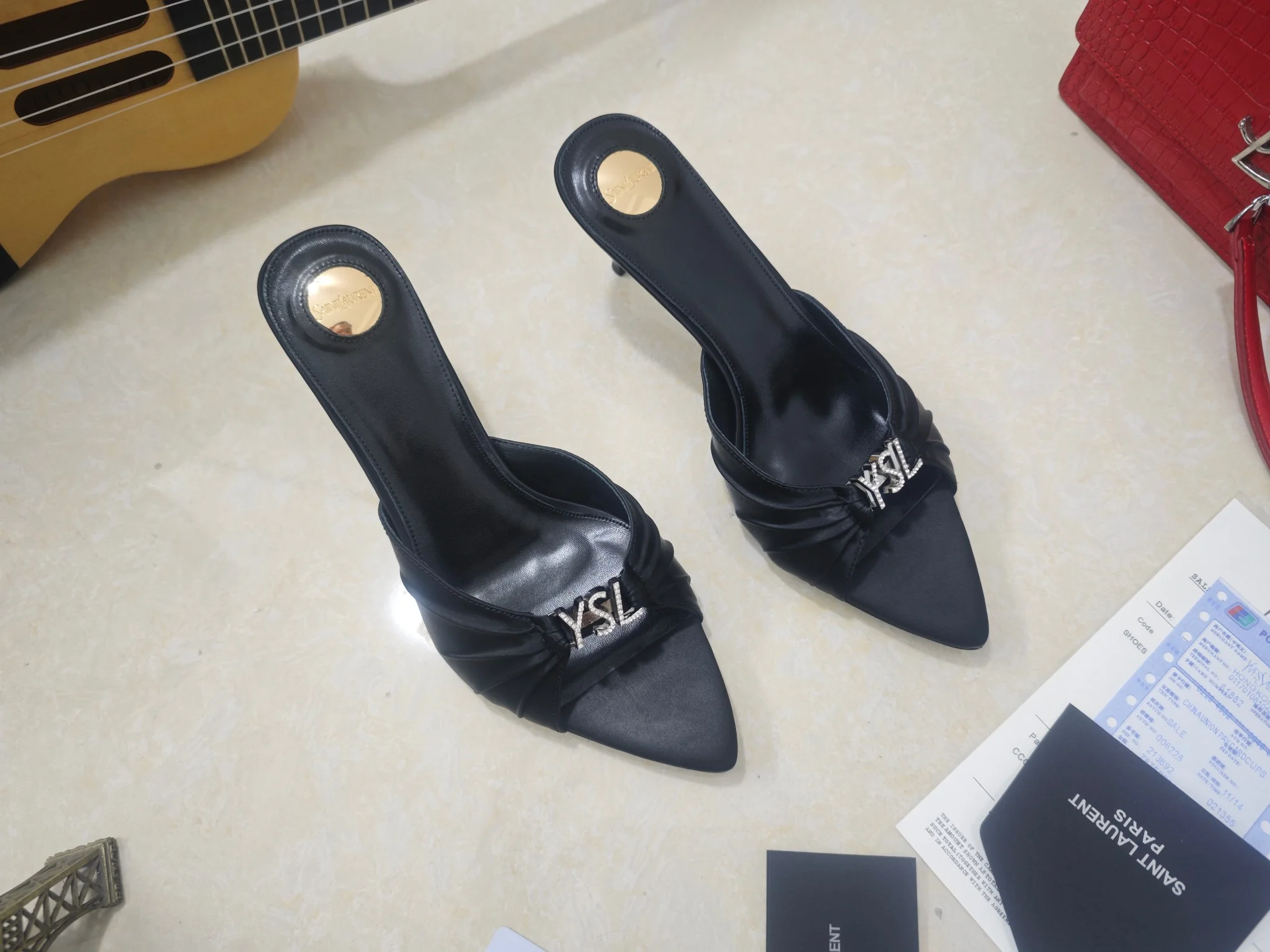 SAINT LAURENT Heels Silk & Lamb Leather EU35-41 B40202608030063 - Image 5