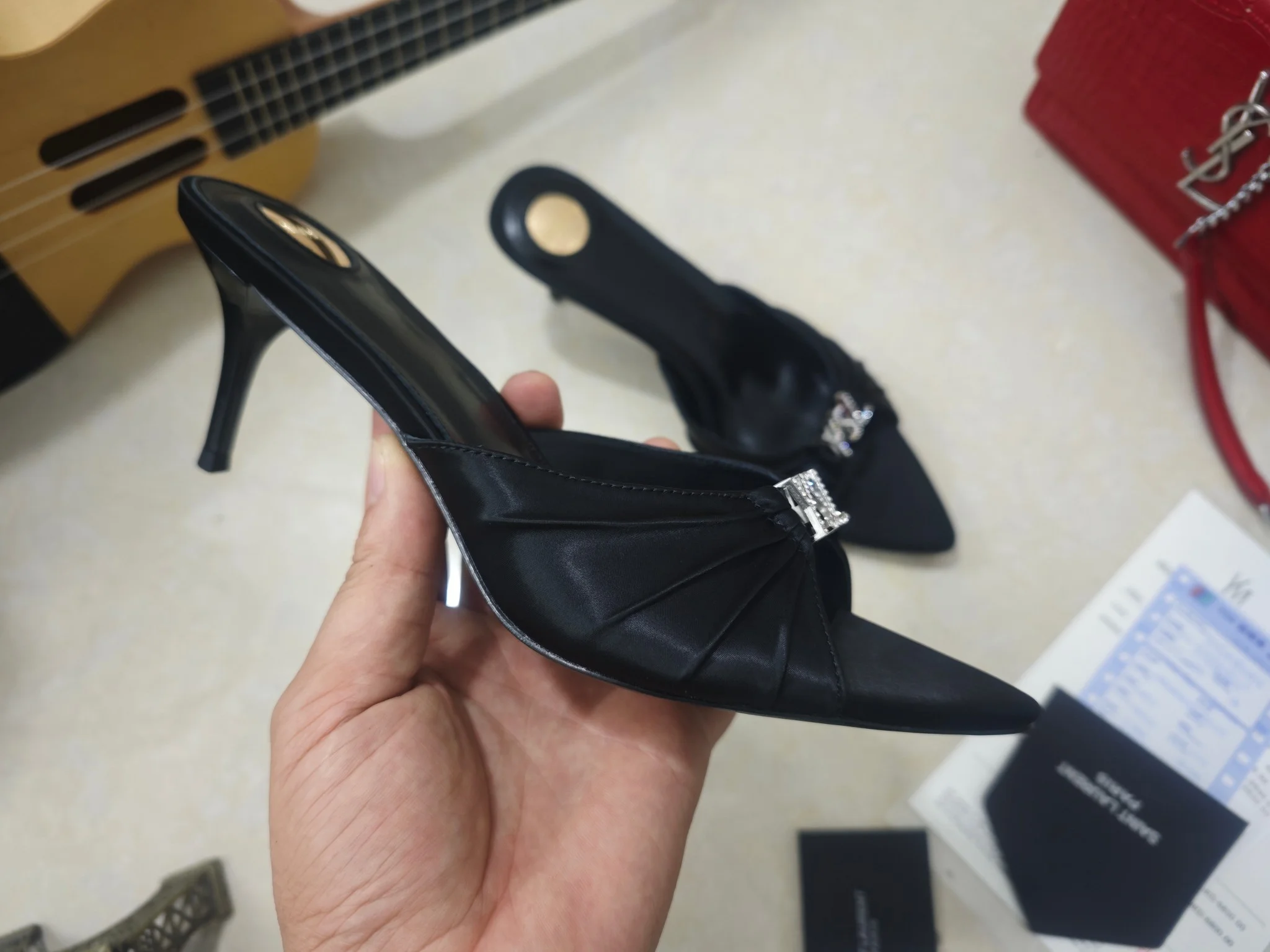 SAINT LAURENT Heels Silk & Lamb Leather EU35-41 B40202608030063 - Image 7