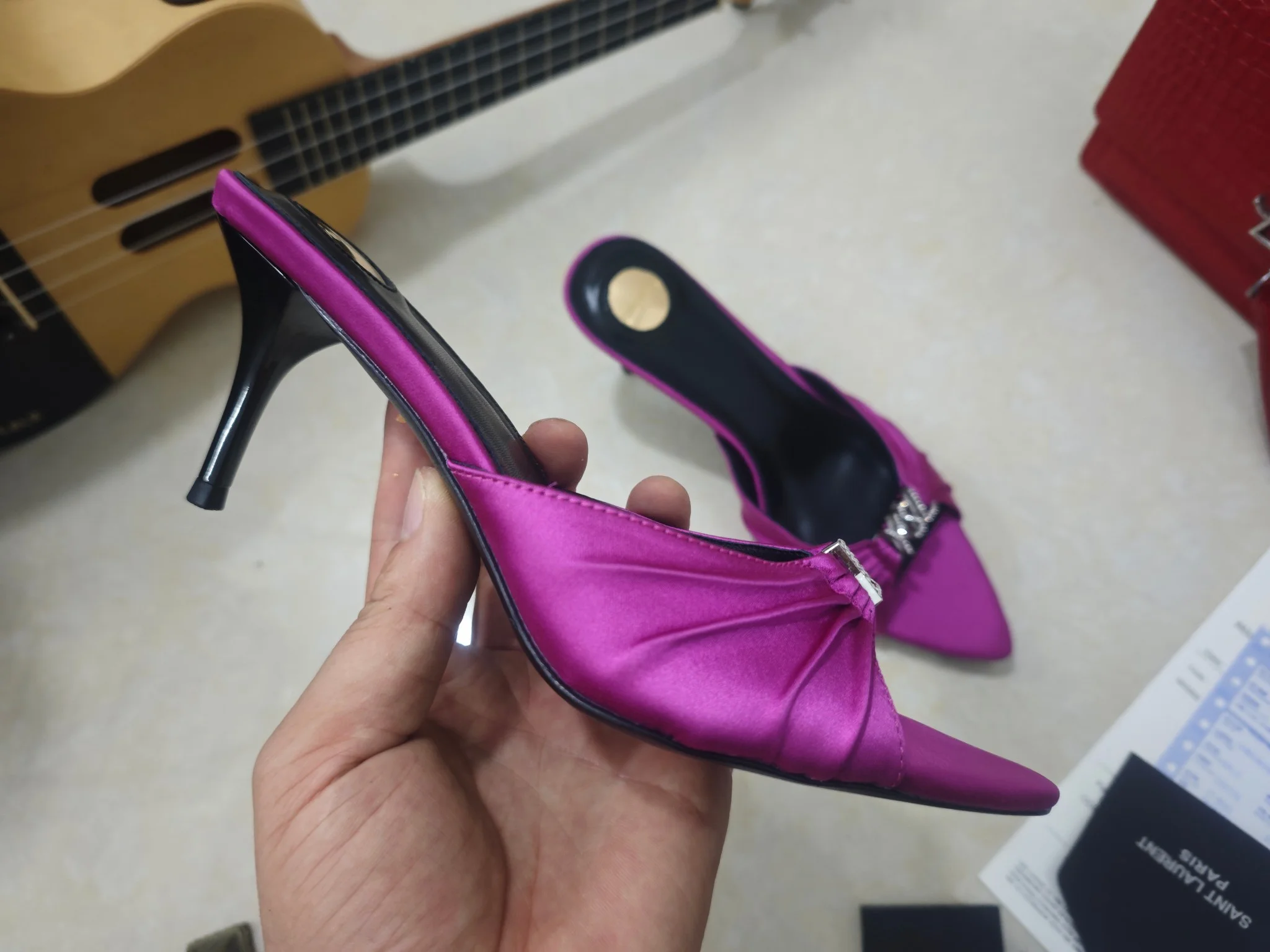 SAINT LAURENT Heels Silk & Lambskin EU35-41 B40202608030064 - Image 3