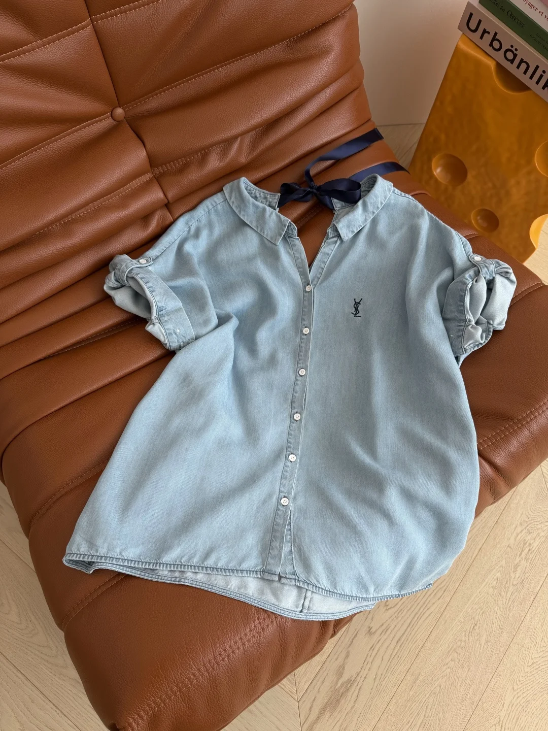 SAINT LAURENT Shirts Tencel Denim S-L B25202608040176 - Image 4