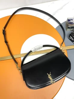 SAINT LAURENT Shoulder Bags Box Calf Leather (Black-Gold) 24X15X5CM E80202608082291