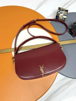 SAINT LAURENT Shoulder Bags Box Calf Leather (Burgundy-Gold) 24X15X5CM E80202608082195